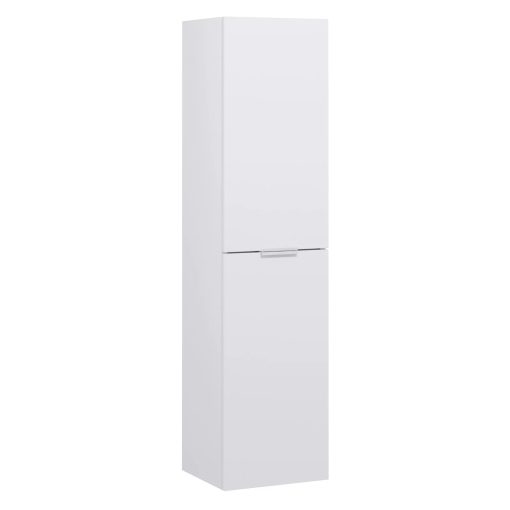 HD Palermo Matt White 100 komplett fürdőszoba bútor szett fali mosdószekrénnyel, matt fehér fogantyúkkal, fényes fehér slim mosdóval, tükörrel és magasszekrénnyel