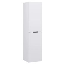 HD Palermo Matt White 100 komplett fürdőszoba bútor szett fali mosdószekrénnyel, matt fekete fogantyúkkal, fényes fehér slim mosdóval, tükörrel és magasszekrénnyel