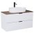   HD Salerno Matt White 100/120 komplett fürdőszoba bútor szett fali mosdószekrénnyel, matt fekete fogantyúval, tölgyfa színű mosdópulttal, tükörrel és magasszekrénnyel