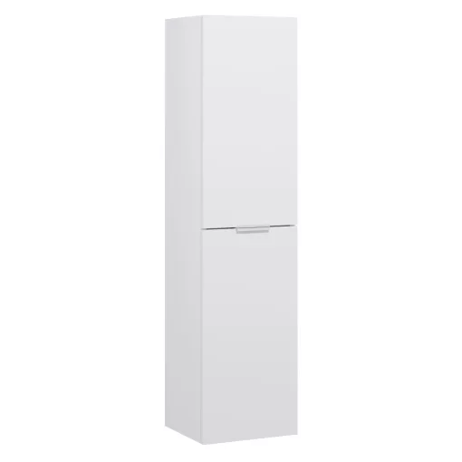 HD Salerno Matt White 120 komplett fürdőszoba bútor szett fali mosdószekrénnyel, matt fehér fogantyúval, tölgyfa színű mosdópulttal, tükörrel és magasszekrénnyel