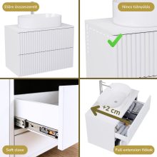 HD Rapallo Pro Matt White 60 fali mosdószekrény, push-to-open mechanizmussal, matt fehér mosdópulttal