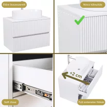 HD Turin Matt White 60/80 fali mosdószekrény matt fehér mosdópulttal