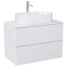 HD Rapallo Pro Matt White 60 komplett fürdőszoba bútor fali push-to-open mosdószekrénnyel, matt fehér mosdópulttal és tükörrel