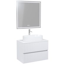 HD Turin Matt White 60/80 komplett fürdőszoba bútor fali mosdószekrénnyel, matt fehér mosdópulttal és tükörrel