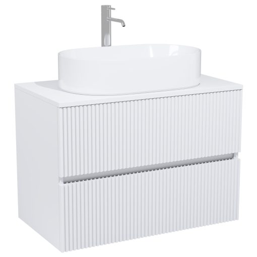 HD Turin Matt White 60/80 komplett fürdőszoba bútor fali mosdószekrénnyel, matt fehér mosdópulttal és tükörrel