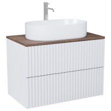 HD Rapallo Pro Matt White 60 fali mosdószekrény, push-to-open mechanizmussal, tölgyfa színű mosdópulttal