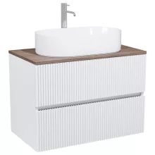 HD Turin Matt White 60 komplett fürdőszoba bútor fali mosdószekrénnyel, tölgyfa színű mosdópulttal és tükörrel