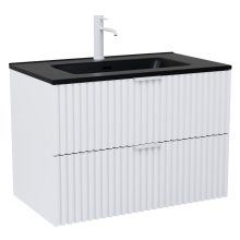 HD Ravello Matt White 60 fali mosdószekrény matt fehér fogantyúkkal és matt fekete slim mosdóval