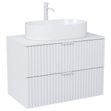 HD Rapallo Matt White 60 komplett fürdőszoba bútor szett fali mosdószekrénnyel, matt fehér fogantyúval, matt fehér mosdópulttal, tükörrel és magasszekrénnyel