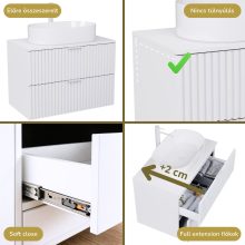 HD Rapallo Matt White 60 komplett fürdőszoba bútor szett fali mosdószekrénnyel, matt fehér fogantyúval, matt fehér mosdópulttal, tükörrel és magasszekrénnyel