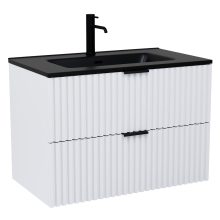 HD Ravello Matt White 60 fali mosdószekrény matt fekete fogantyúkkal és matt fekete slim mosdóval