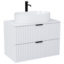 HD Rapallo Matt White 60/80 fali mosdószekrény matt fehér mosdópulttal és matt fekete fogantyúkkal