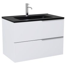 HD Cremona Matt White 60 fali mosdószekrény fényes króm fogantyúkkal és matt fekete slim mosdóval