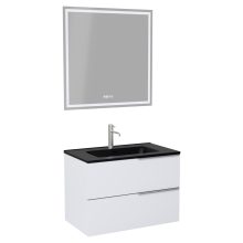 HD Cremona Matt White 60 komplett fürdőszoba bútor fali mosdószekrénnyel, szálcsiszolt króm fogantyúkkal, matt fekete slim mosdóval és tükörrel