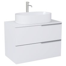 HD Carona Matt White 60 komplett fürdőszoba bútor fali mosdószekrénnyel, szálcsiszolt króm fogantyúkkal, matt fehér mosdópulttal és tükörrel