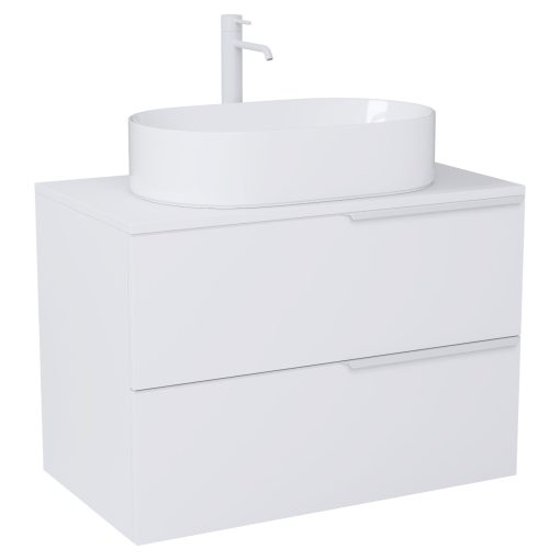 HD Carona Matt White 60 komplett fürdőszoba bútor szett fali mosdószekrénnyel, matt fehér fogantyúkkal, matt fehér mosdópulttal, tükörrel és magasszekrénnyel