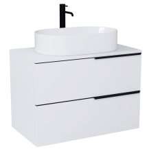 HD Carona Matt White 60/80 fali mosdószekrény matt fehér mosdópulttal és matt fekete fogantyúkkal