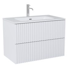 HD Ravello Pro Matt White 80 fali mosdószekrény, push-to-open mechanizmussal, fényes fehér slim mosdóval