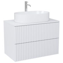 HD Rapallo Pro Matt White 80 komplett fürdőszoba bútor szett fali push-to-open mosdószekrénnyel, matt fehér mosdópulttal, tükörrel és magasszekrénnyel