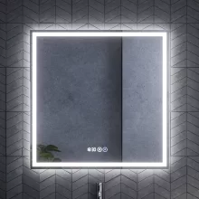 HD Rapallo Pro Matt White 80 komplett fürdőszoba bútor szett fali push-to-open mosdószekrénnyel, tölgyfa színű mosdópulttal, tükörrel és magasszekrénnyel