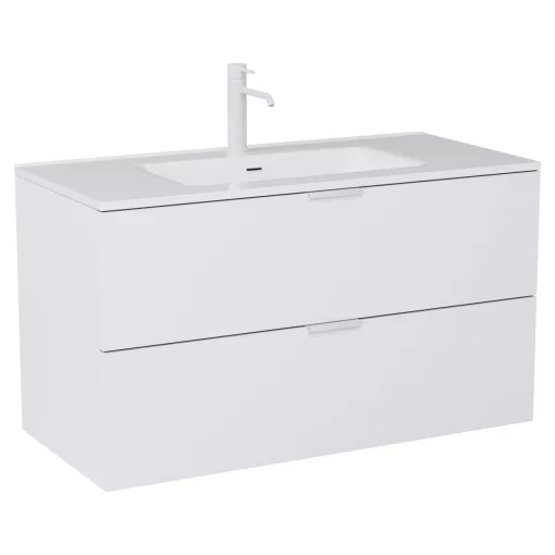 HD Palermo Matt White 100 fali mosdószekrény matt fehér fogantyúkkal