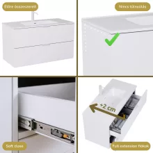 HD Palermo Matt White 100 fali mosdószekrény matt fehér fogantyúkkal