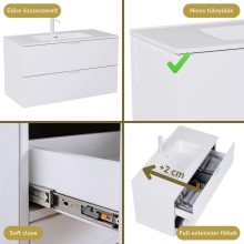 HD Palermo Matt White 100 komplett fürdőszoba bútor fali mosdószekrénnyel, matt fehér fogantyúkkal és tükörrel