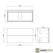 HD Palermo Matt White 100 fali mosdószekrény szálcsiszolt arany fogantyúkkal