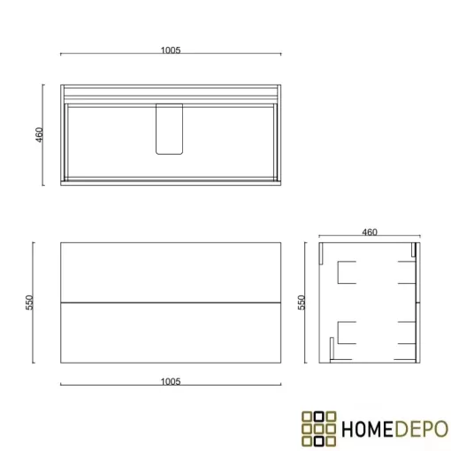 HD Palermo Matt White 100 fali mosdószekrény szálcsiszolt arany fogantyúkkal