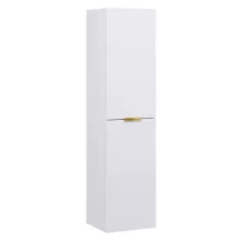 HD Palermo Matt White 100 komplett fürdőszoba bútor szett fali mosdószekrénnyel, szálcsiszolt arany fogantyúkkal, tükörrel és magasszekrénnyel