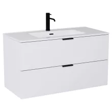 HD Palermo Matt White 100/120 fali mosdószekrény matt fekete fogantyúkkal