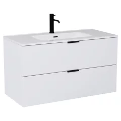   HD Palermo Matt White 100/120 fali mosdószekrény matt fekete fogantyúkkal