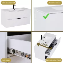 HD Palermo Matt White 100/120 fali mosdószekrény matt fekete fogantyúkkal