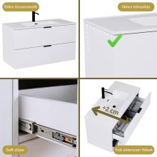 HD Palermo Matt White 100/120 komplett fürdőszoba bútor szett fali mosdószekrénnyel, matt fekete fogantyúkkal, tükörrel és magasszekrénnyel