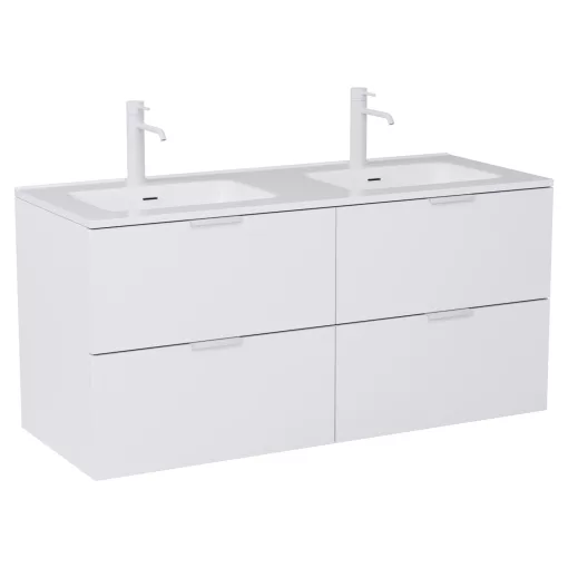 HD Palermo Matt White 120 fali mosdószekrény matt fehér fogantyúkkal