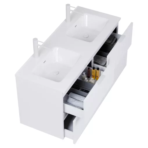 HD Palermo Matt White 120 fali mosdószekrény matt fehér fogantyúkkal