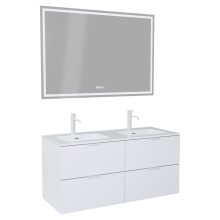 HD Palermo Matt White 120 komplett fürdőszoba bútor fali mosdószekrénnyel, matt fehér fogantyúkkal és tükörrel