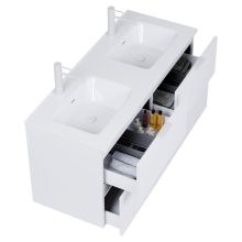 HD Palermo Matt White 120 komplett fürdőszoba bútor fali mosdószekrénnyel, matt fehér fogantyúkkal és tükörrel