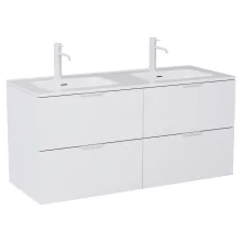 HD Palermo Matt White 120 komplett fürdőszoba bútor szett fali mosdószekrénnyel, matt fehér fogantyúkkal, tükörrel és magasszekrénnyel