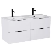 HD Palermo Matt White 120 fali mosdószekrény matt fekete fogantyúkkal