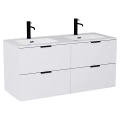   HD Palermo Matt White 120 fali mosdószekrény matt fekete fogantyúkkal