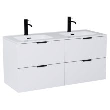 HD Palermo Matt White 120 komplett fürdőszoba bútor fali mosdószekrénnyel, matt fekete fogantyúkkal és tükörrel