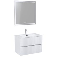   HD Torino Matt White 60/80 komplett fürdőszoba bútor fali mosdószekrénnyel és tükörrel