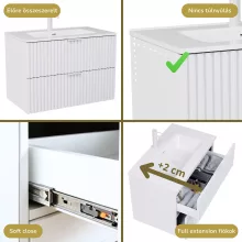 HD Ravello Matt White 60 fali mosdószekrény matt fehér fogantyúkkal