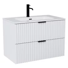 HD Ravello Matt White 60/80 fali mosdószekrény matt fekete fogantyúkkal