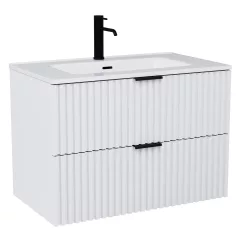   HD Ravello Matt White 60/80 fali mosdószekrény matt fekete fogantyúkkal