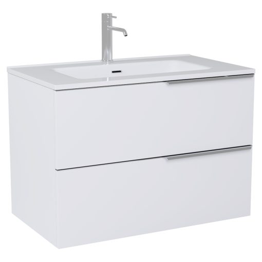 HD Cremona Matt White 60/80 fali mosdószekrény fényes króm fogantyúkkal