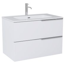 HD Cremona Matt White 60 komplett fürdőszoba bútor szett fali mosdószekrénnyel, fényes króm fogantyúkkal, tükörrel és magasszekrénnyel