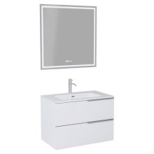 HD Cremona Matt White 60 komplett fürdőszoba bútor fali mosdószekrénnyel, szálcsiszolt króm fogantyúkkal és tükörrel