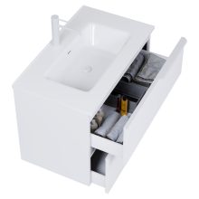 HD Cremona Matt White 60 komplett fürdőszoba bútor szett fali mosdószekrénnyel, matt fehér fogantyúkkal, tükörrel és magasszekrénnyel